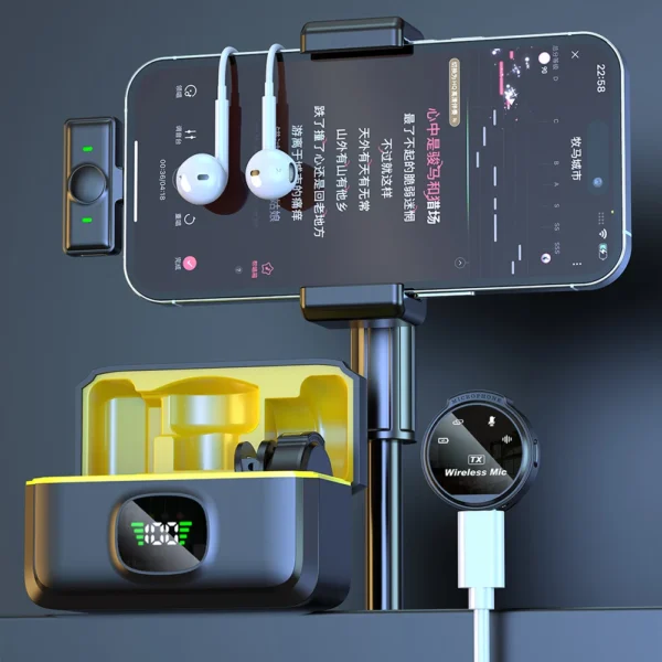 microfone-de-lapela-sem-fio da xiaome para iphone-ipad-android-tipo-c/ telefone-gravação-de-jogo-ao-vivo-entrevista-com-clip-magnético - Image 3