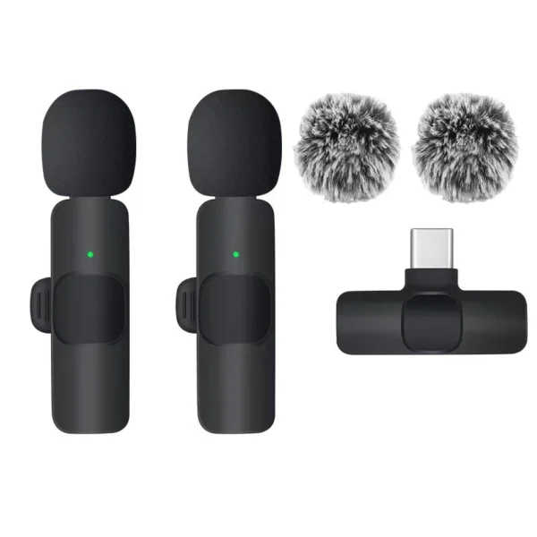 Microfone de lapela sem fios Gravação de áudio Mini microfone de lã substituível à prova de vento para iPhone16 Shoot vlog YouTube - Image 9