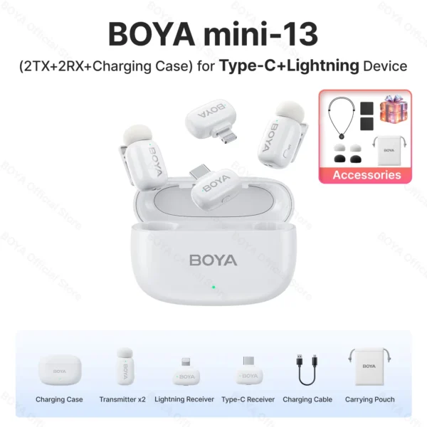 boya-boya- mini-wireless- lapela- microfone- para -iphone-ipad-android-tipo-c-telefone-transmissão-ao-vivo-áudio-vídeo-gravação-vlog - Image 8