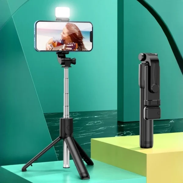 tripe/ pau- de self para telefone, com controle remote e luz
