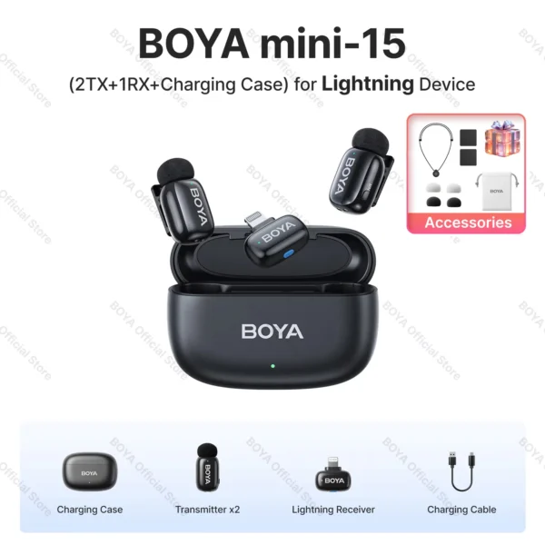 boya-boya- mini-wireless- lapela- microfone- para -iphone-ipad-android-tipo-c-telefone-transmissão-ao-vivo-áudio-vídeo-gravação-vlog - Image 6