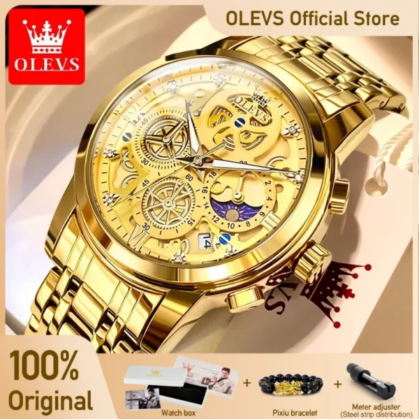 OLEVS, Relógios Masculinos Top Marca Luxo Original À Prova D'Água