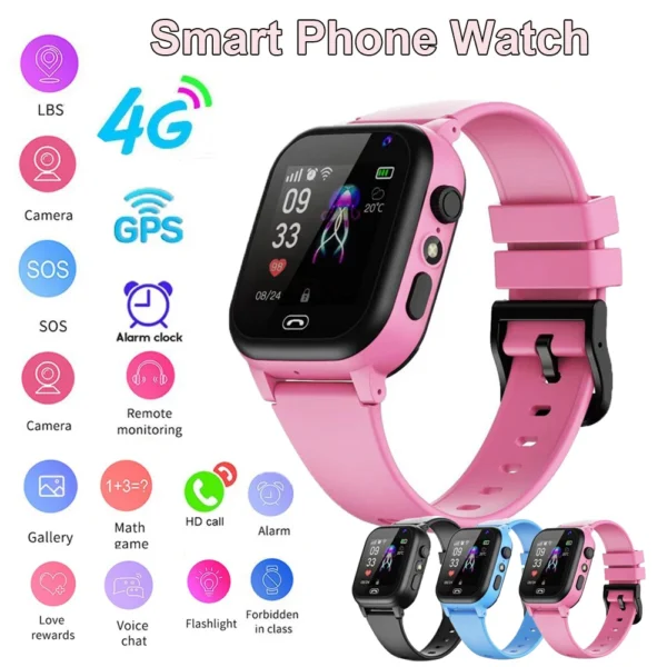 4g- relógio inteligente- crianças-sos-gps- chamada - lbs- tracker- localização- cartão-sim- relógio- multifunções- câmara- chat- à prova de água- relógio- crianças- presentes