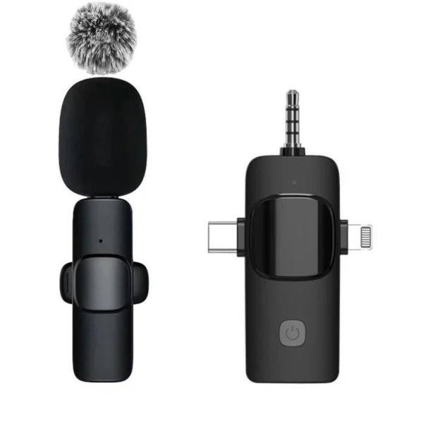 Microfone de lapela sem fios Gravação de áudio Mini microfone de lã substituível à prova de vento para iPhone16 Shoot vlog YouTube - Image 10