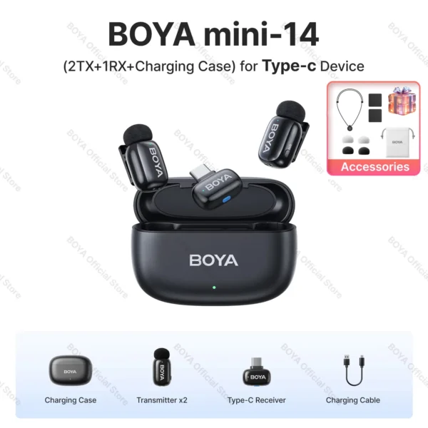 boya-boya- mini-wireless- lapela- microfone- para -iphone-ipad-android-tipo-c-telefone-transmissão-ao-vivo-áudio-vídeo-gravação-vlog - Image 7